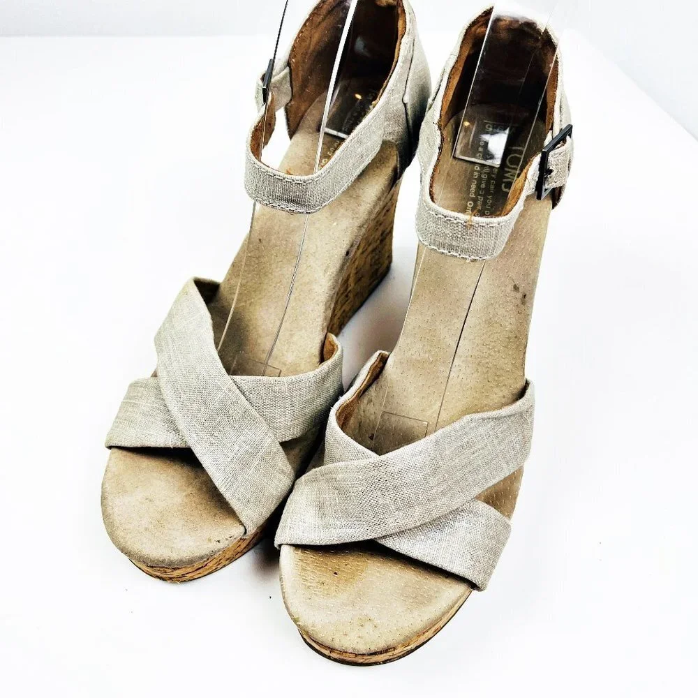 2/$14 Toms Cork Platform Sandals 9.5